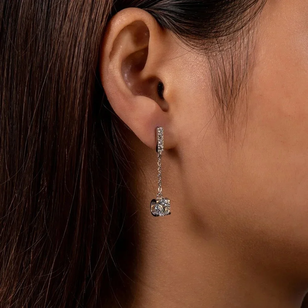 Certified 2ct. t.w. Moissanite Diamond Drop Earrings NEW A - Picture 3 of 14